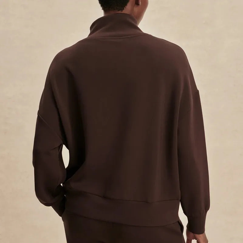 Varley Hawley Zip Sweat - Coffee Bean