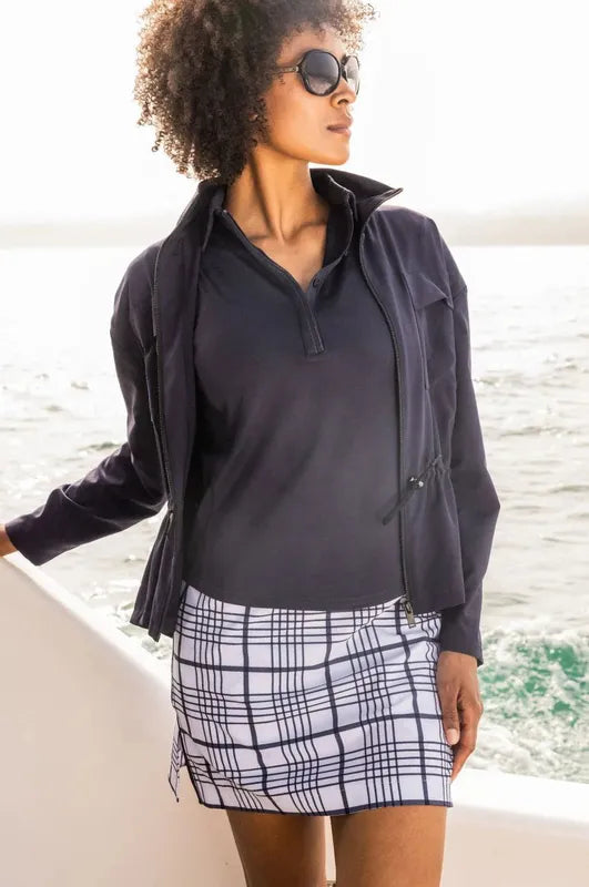 Golftini Aye Aye Captain Performance Skort - Navy/White