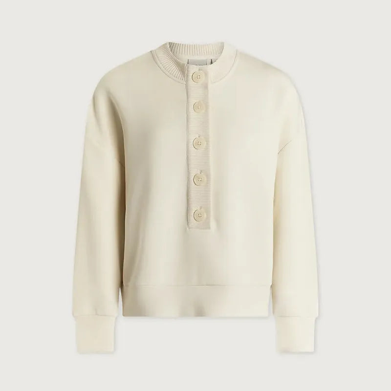 Varley Reena Button Sweat - Pristine Ivory
