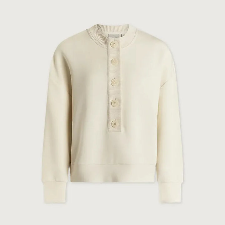Varley Reena Button Sweat - Pristine Ivory