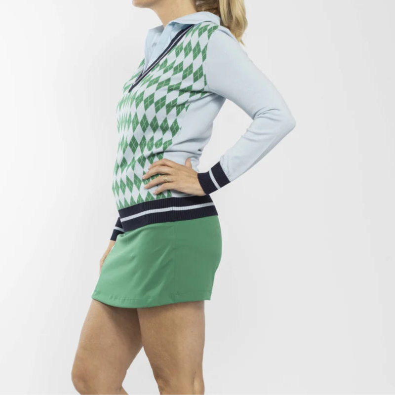 PAR69 Belle V-Neck Sweater - Light Blue/Green Print