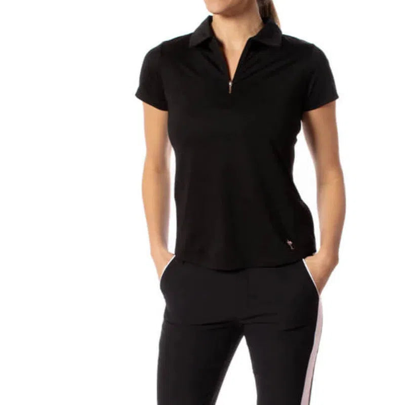 Golftini S/S Zip Tech Polo - Black