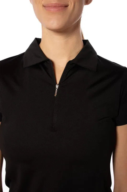 Golftini S/S Zip Tech Polo - Black