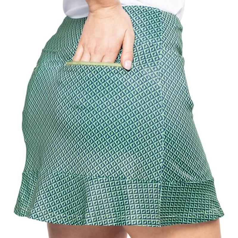 Golftini Pull-On Ruffle Skort - Blend In (Green/Navy)