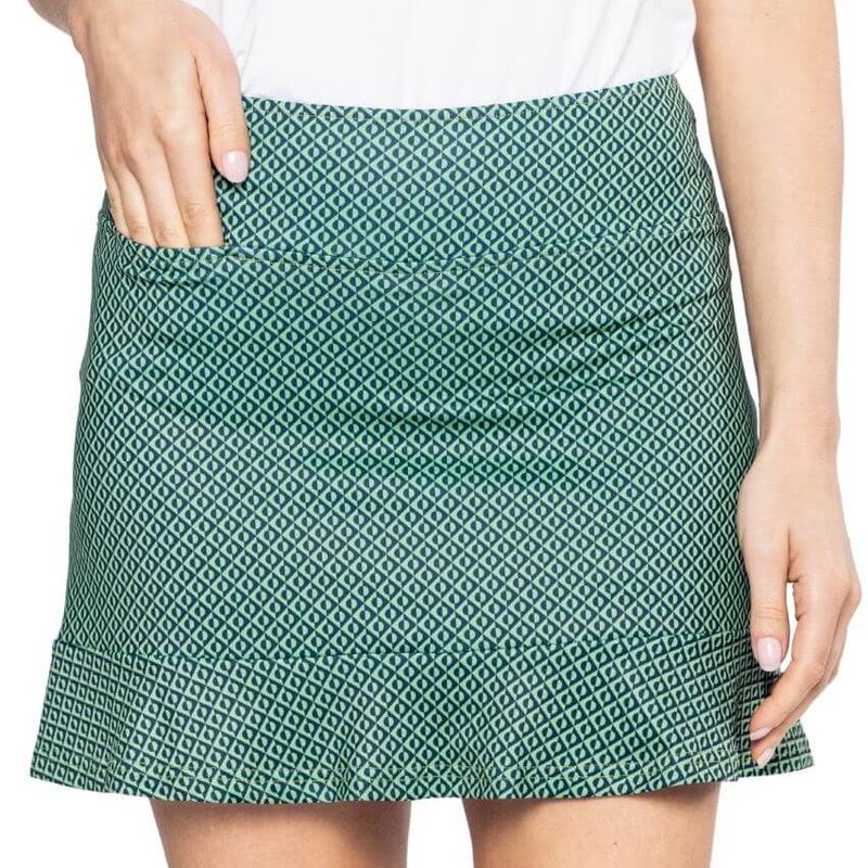 Golftini Pull-On Ruffle Skort - Blend In (Green/Navy)