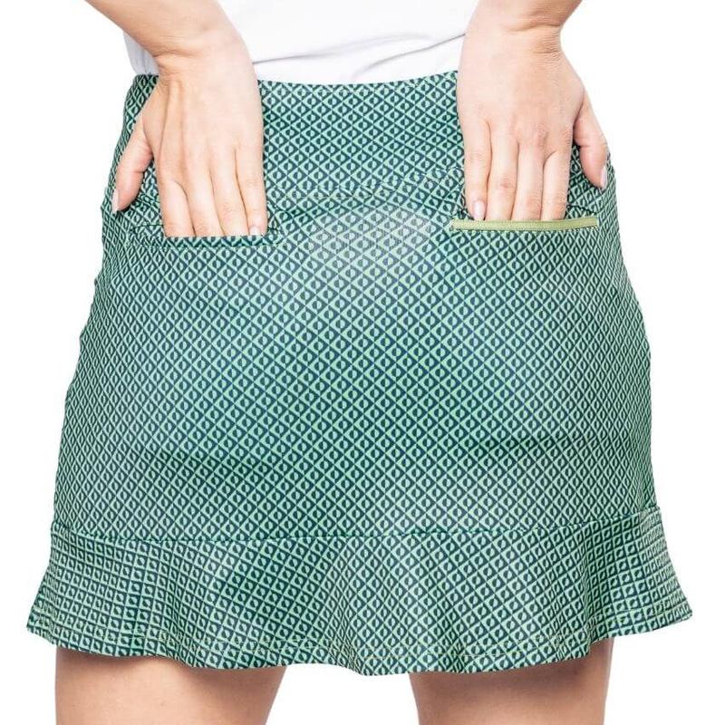Golftini Pull-On Ruffle Skort - Blend In (Green/Navy)