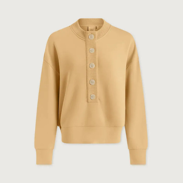 Varley Reena Button Sweat - Sahara Sun Yellow