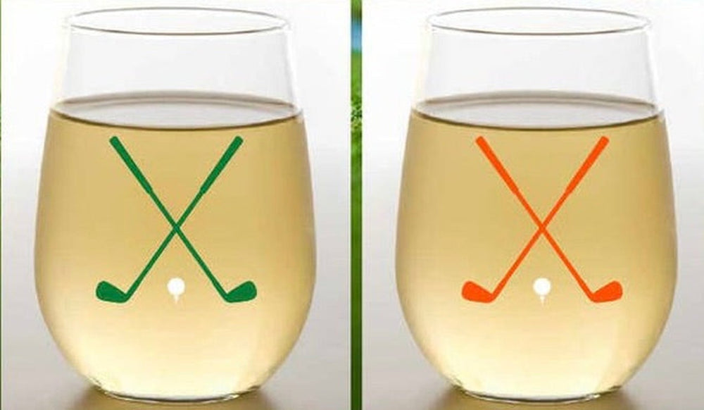 Stemless Wine Glasses(2)- Golf Clubs