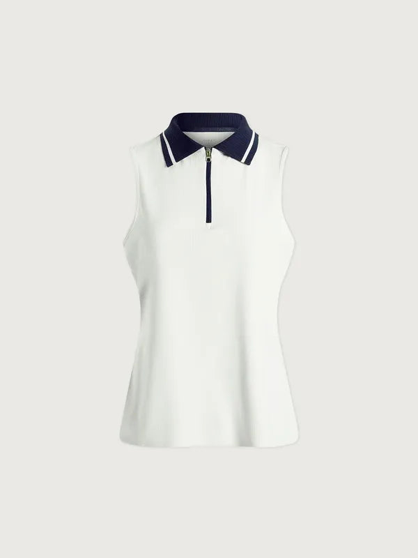 Varley Jerry Performance Polo - White/Blue Nights