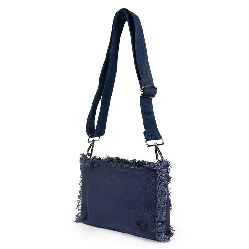 preneLOVE Canvas Fringed Crossbody - Navy