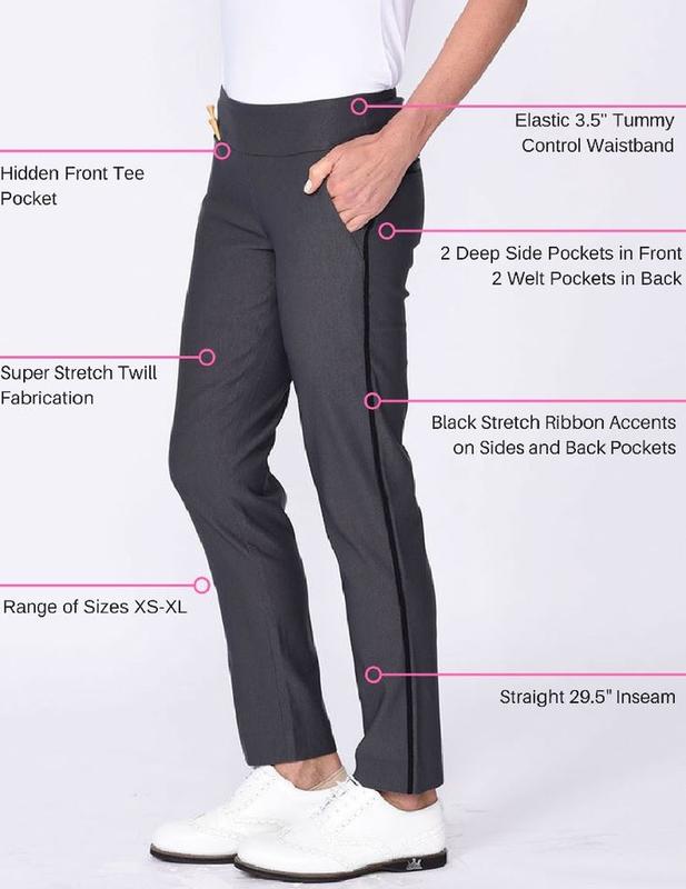 Golftini Trophy Pull-On Stretch Pants - Charcoal