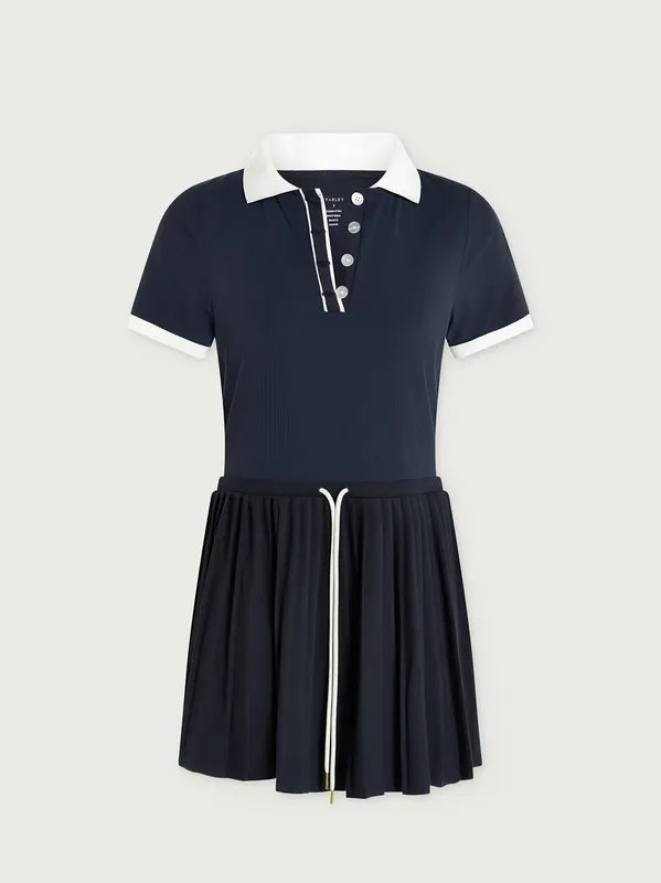 Varley Paloma Dress - Blue Nights/White