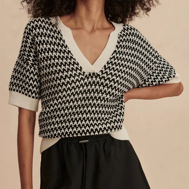 Varley Dora Knit S/S Top - Egret