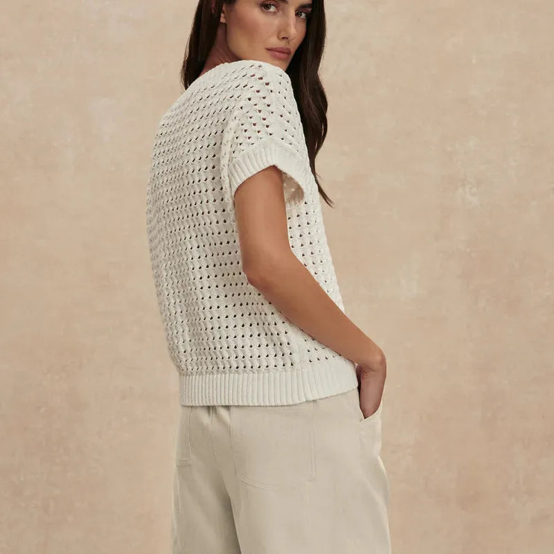 Varley Denny Knit Top - Off White