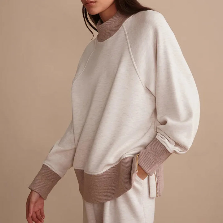 Varley Loxley Raglan Sweat - Ivory/Taupe Marl