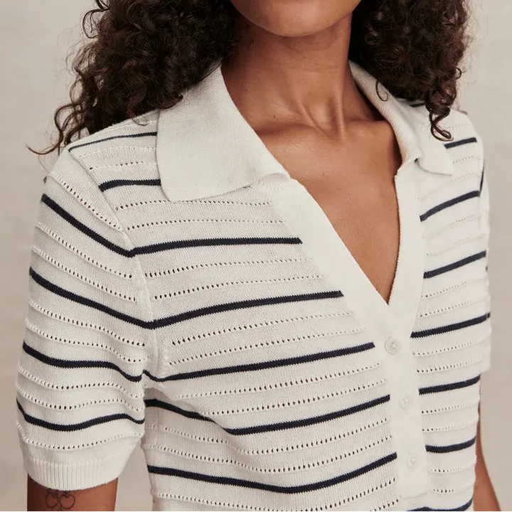 Varley Wren Knit Polo - White/Navy