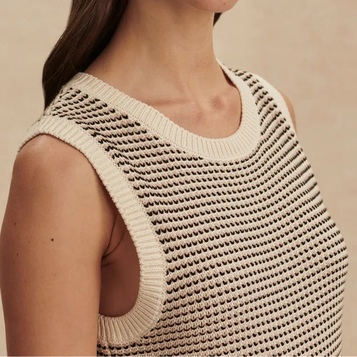 Varley Sadia Knit Dress - Cream/Black