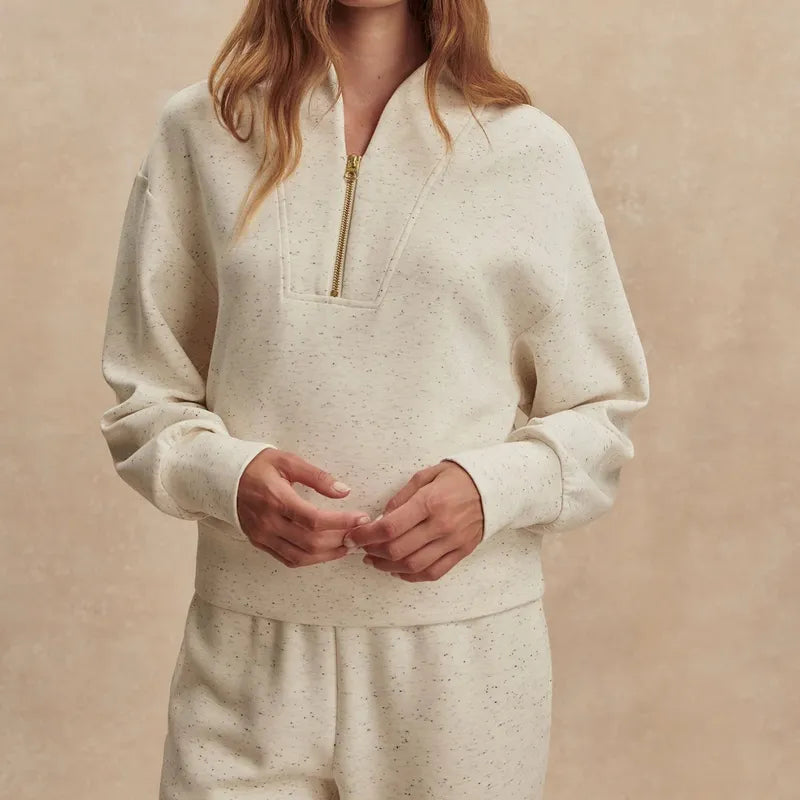 Varley Davidson Sweat - Ivory Marl Fleck