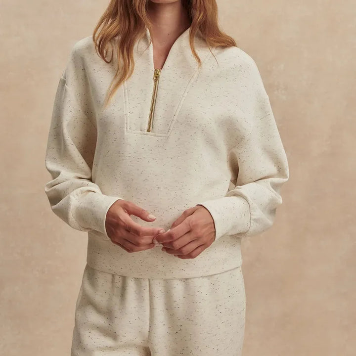 Varley Davidson Sweat - Ivory Marl Fleck