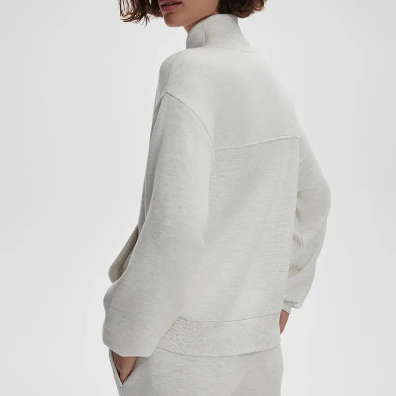 Varley Celeste Button Sweat - Ivory Marl