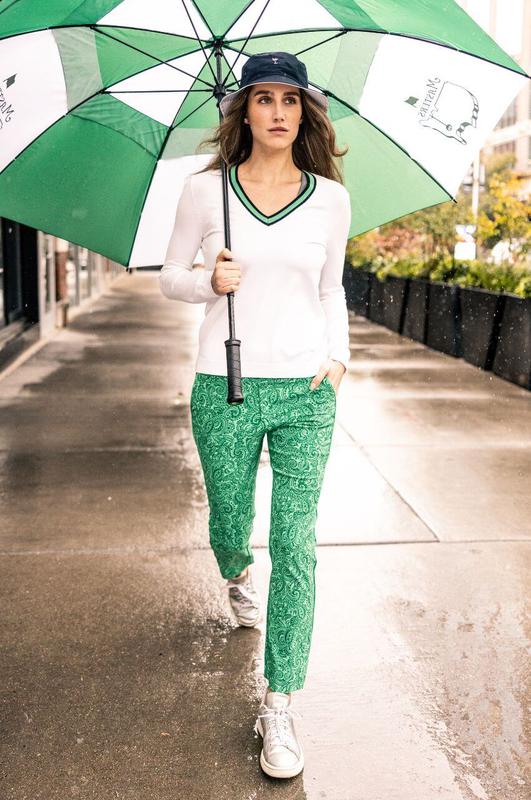 Golftini Ankle Pant - Green Paisley