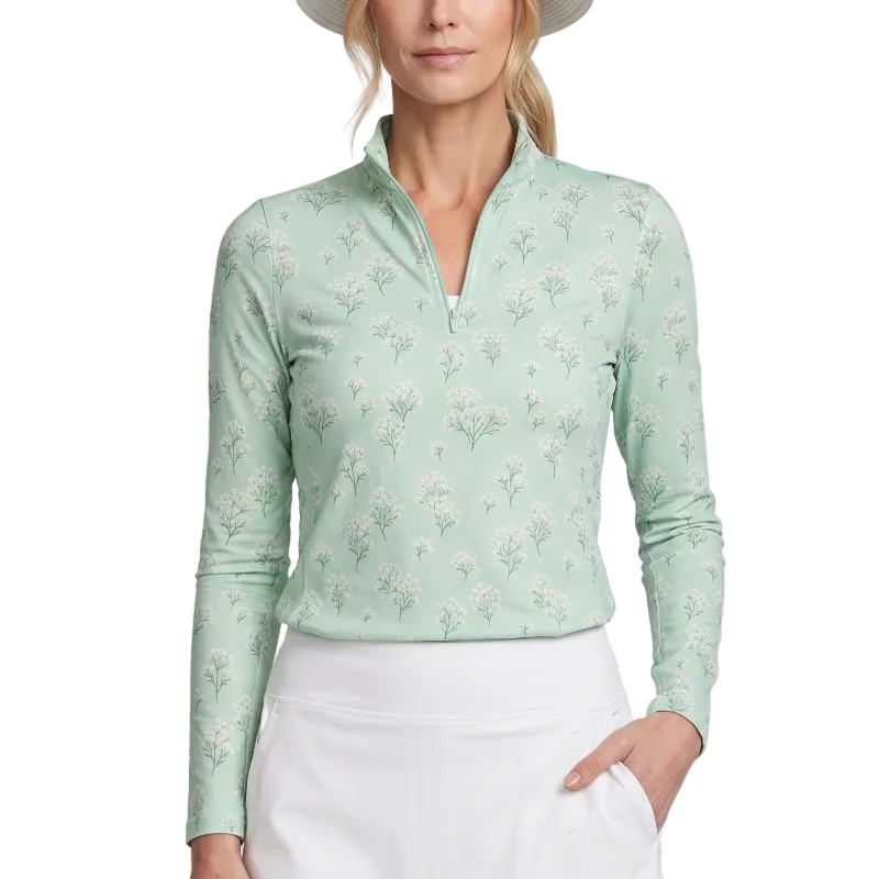 Foray Golf Floral Print Sun Shirt - Misty Jade Green