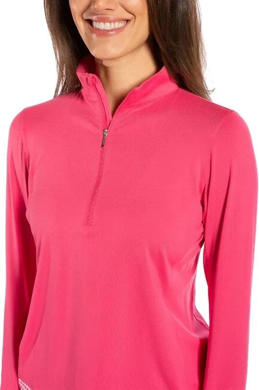 Golftini Fabulous L/S Mock Polo - Hot Pink