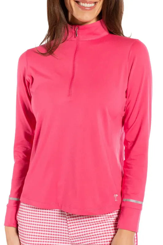 Golftini Fabulous L/S Mock Polo - Hot Pink