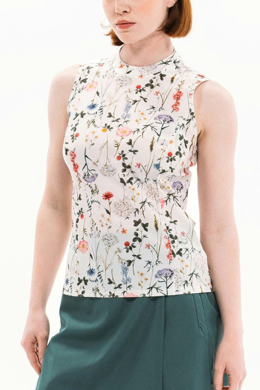 Foray Golf Printed S/L Top - White Floral