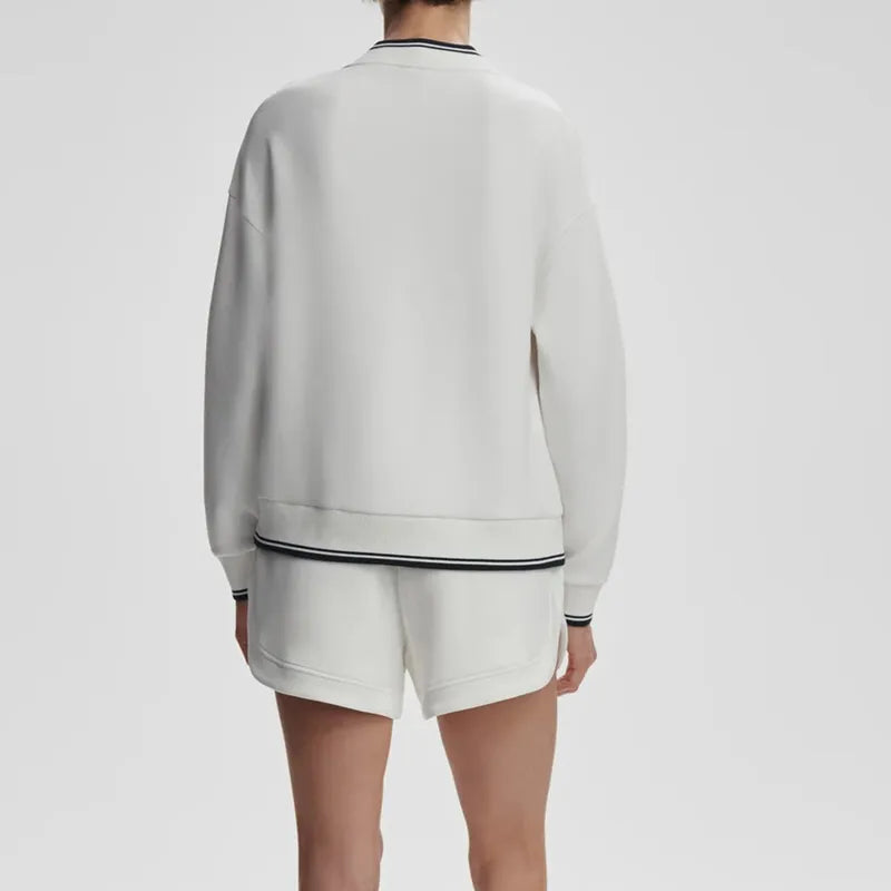 Varley Iona V-Neck Sweat - White/Navy