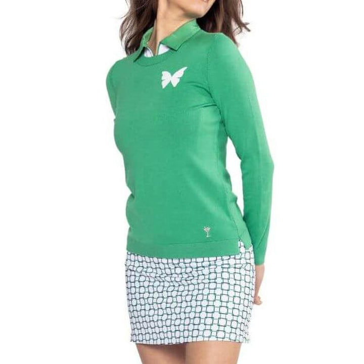 Golftini Crewneck Butterfly Sweater - Green/White