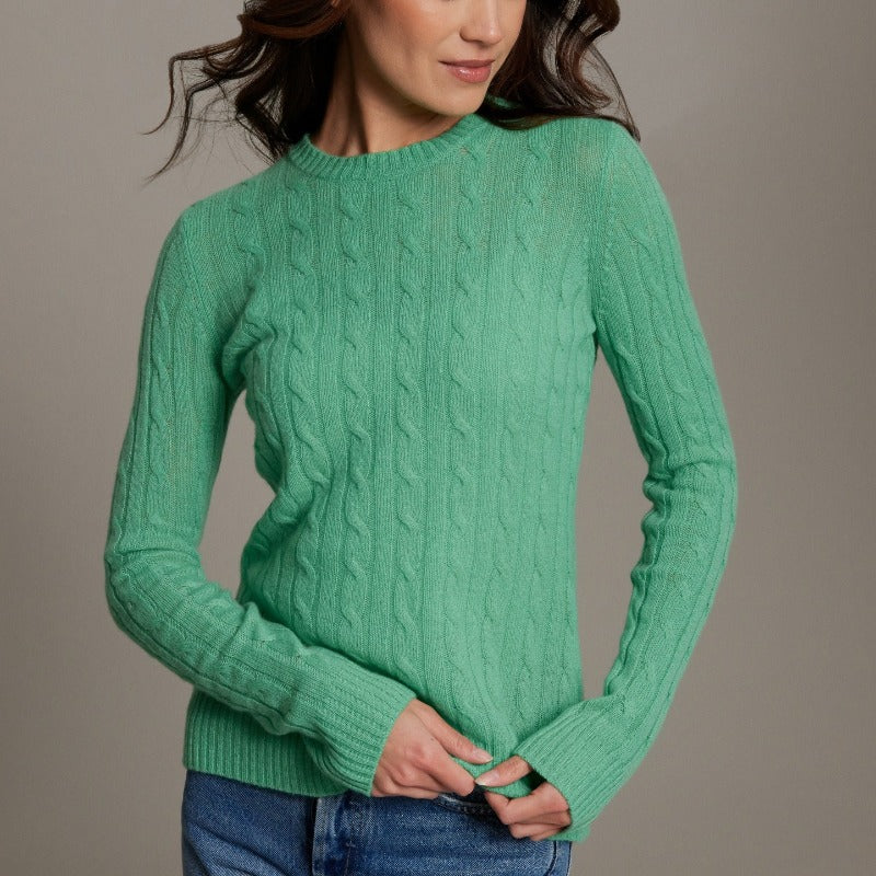 Alashan Cashmere Breezy Cable Sweater - Kelly Green