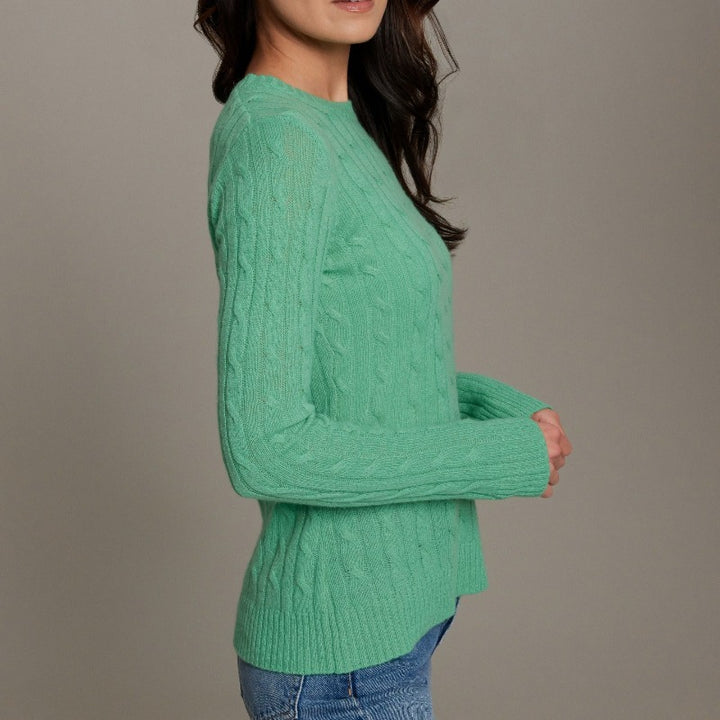 Alashan Cashmere Breezy Cable Sweater - Kelly Green
