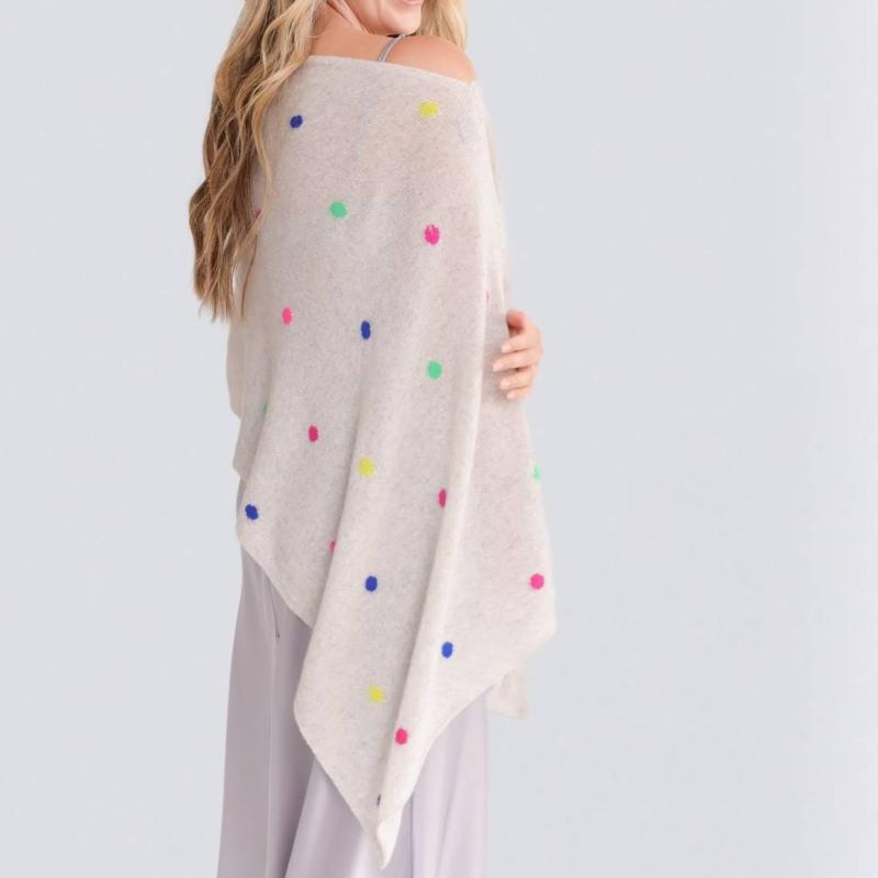 Alashan Cashmere Mallory Polka Dot Topper - Cloud combo