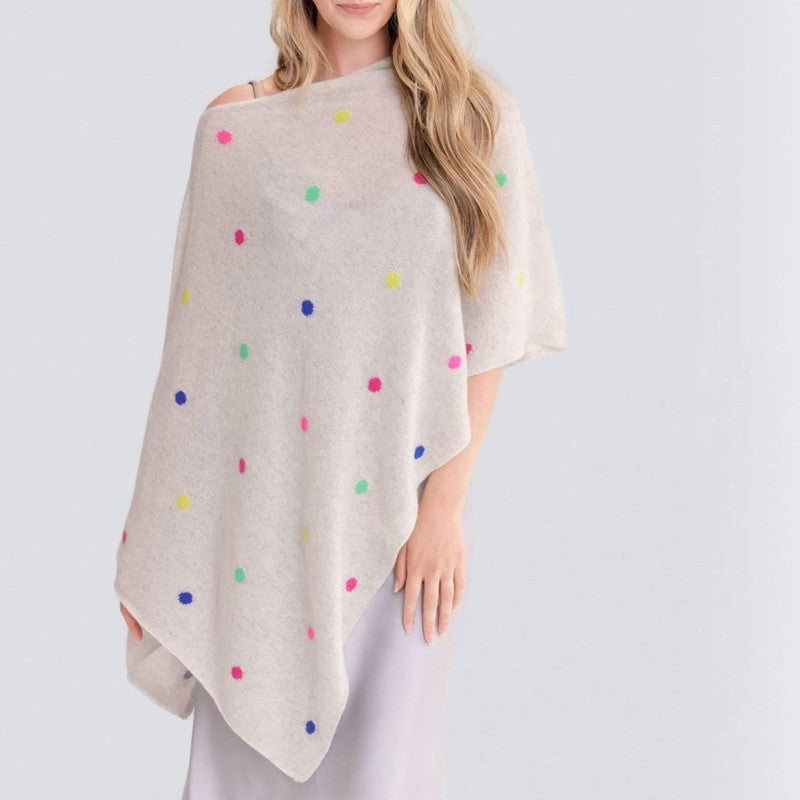 Alashan Cashmere Mallory Polka Dot Topper - Cloud combo