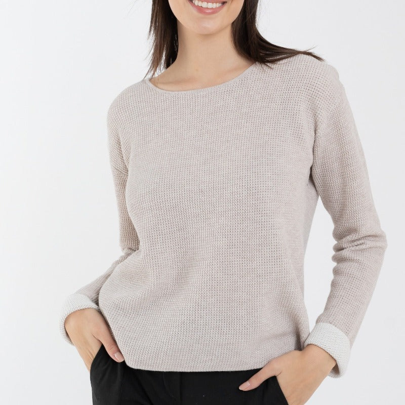 Alashan Cashmere Reversible Sweater - Ecru/Ivory