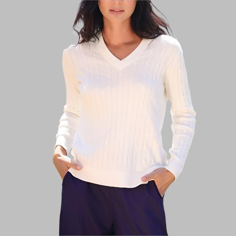 Alashan Cashmere April V-Neck Sweater - White