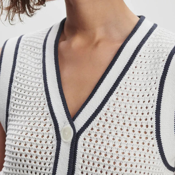 Varley Lellani V-Neck Tank - White/Blue Nights
