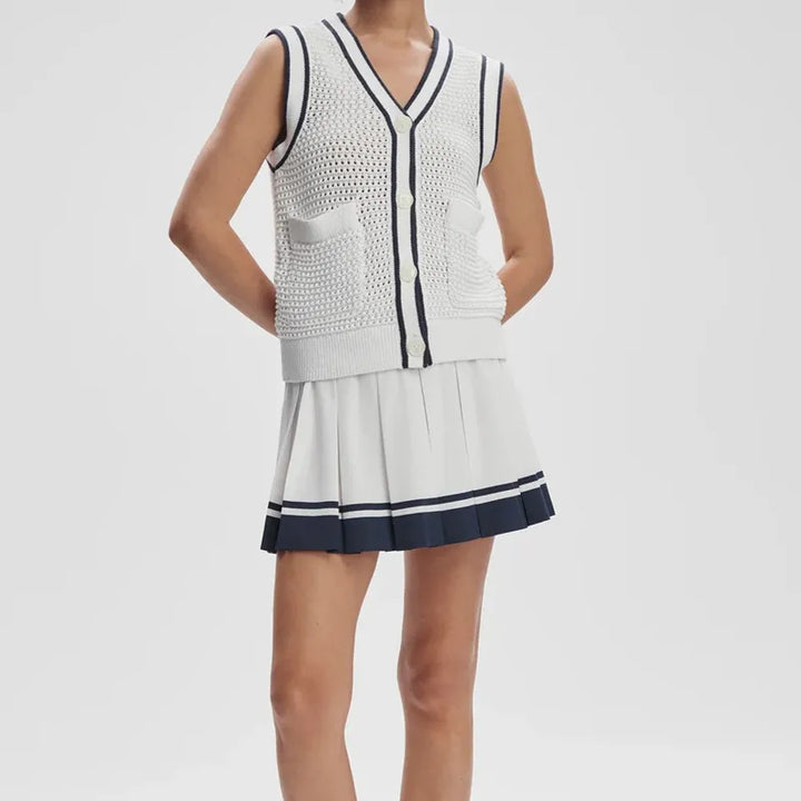 Varley Lellani V-Neck Tank - White/Blue Nights