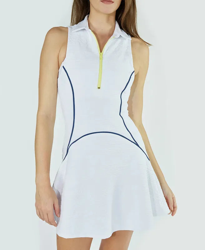 L'Etoile Zip Front Dress - White/Navy