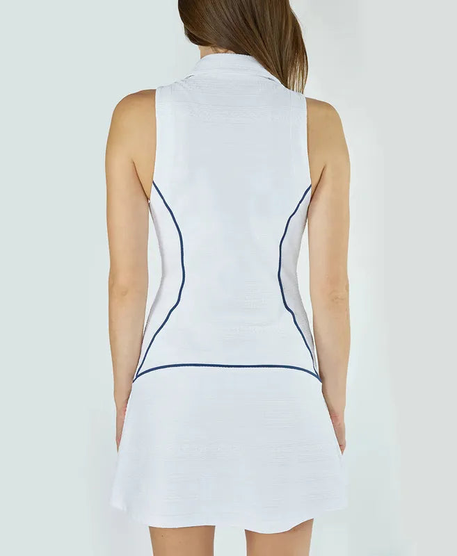 L'Etoile Zip Front Dress - White/Navy