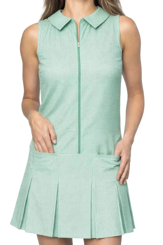 Golftini Timeless Pleated Dress - Green/White