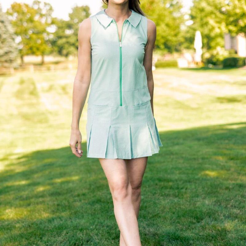 Golftini Timeless Pleated Dress - Green/White