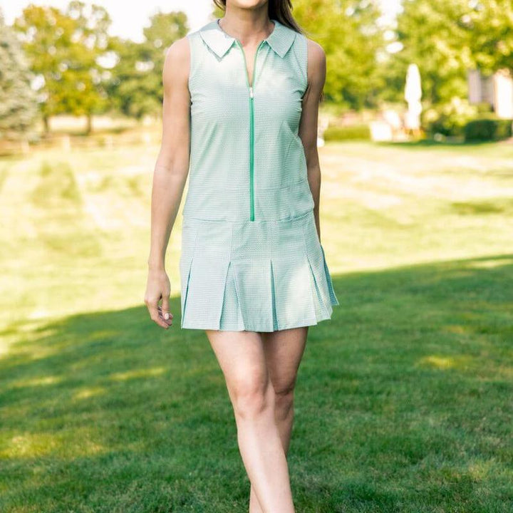 Golftini Timeless Pleated Dress - Green/White