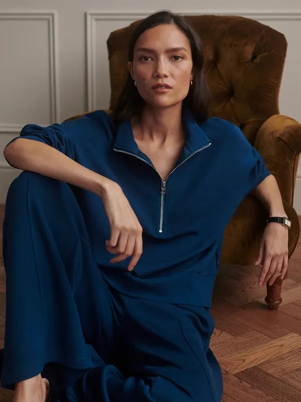 Varley Mavis Mock Neck Sweat - Sea Blue
