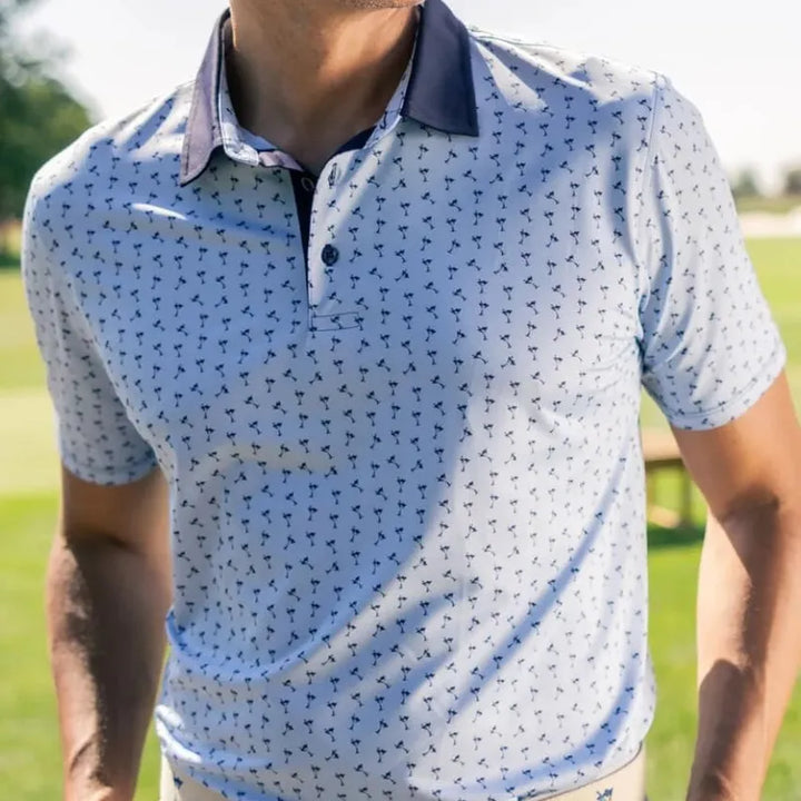 Golftini Men's Pique Polo - Seersucker Blue