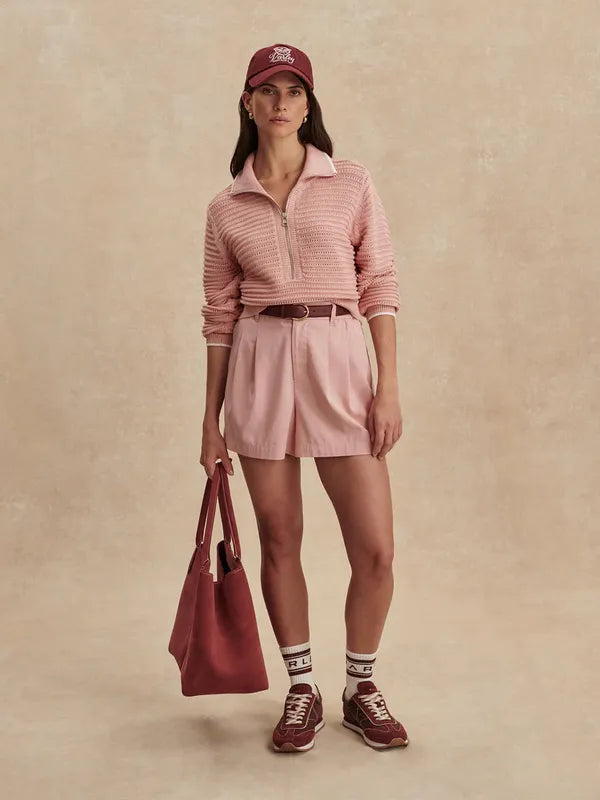 Varley Morwenna Zip Knit Top - Mellow Rose