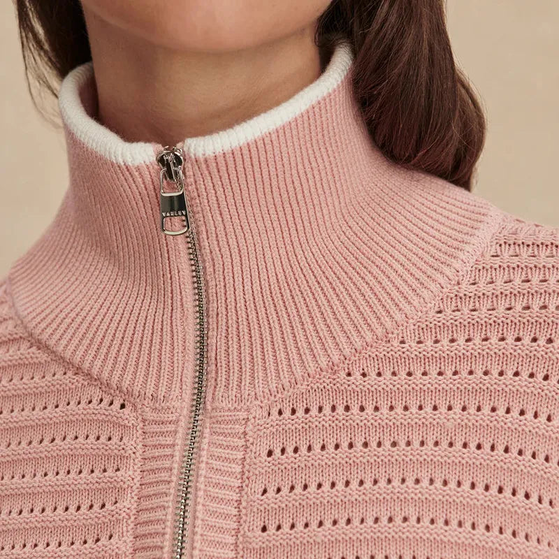 Varley Morwenna Zip Knit Top - Mellow Rose