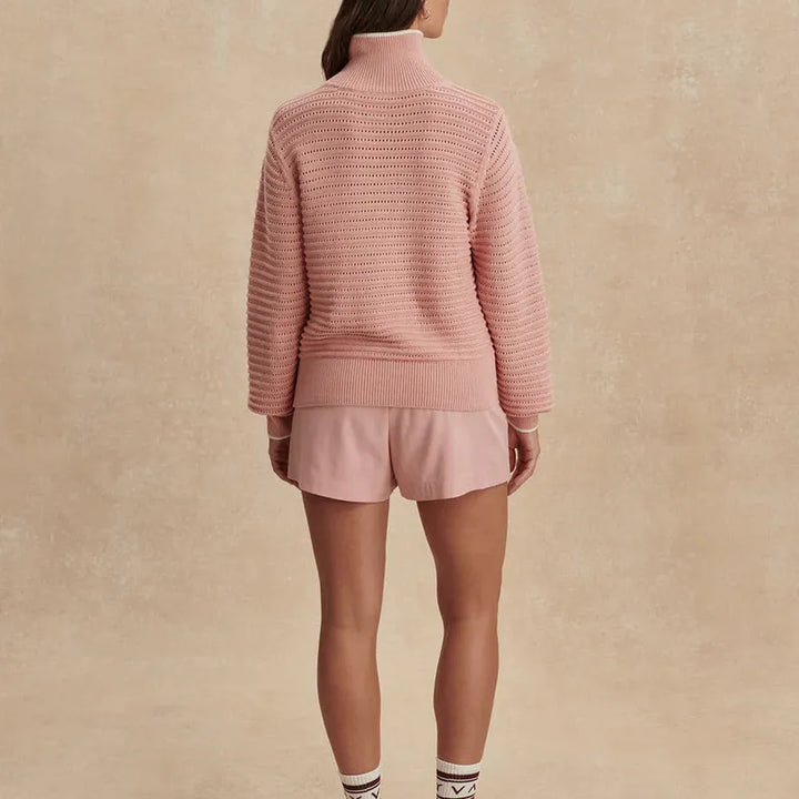 Varley Morwenna Zip Knit Top - Mellow Rose