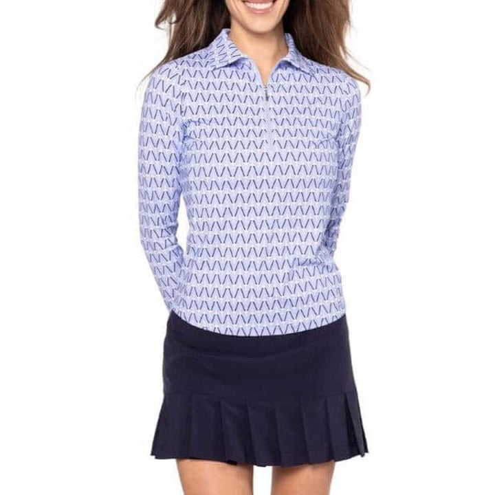 Golftini Cool Girl L/S Polo - Blue/White